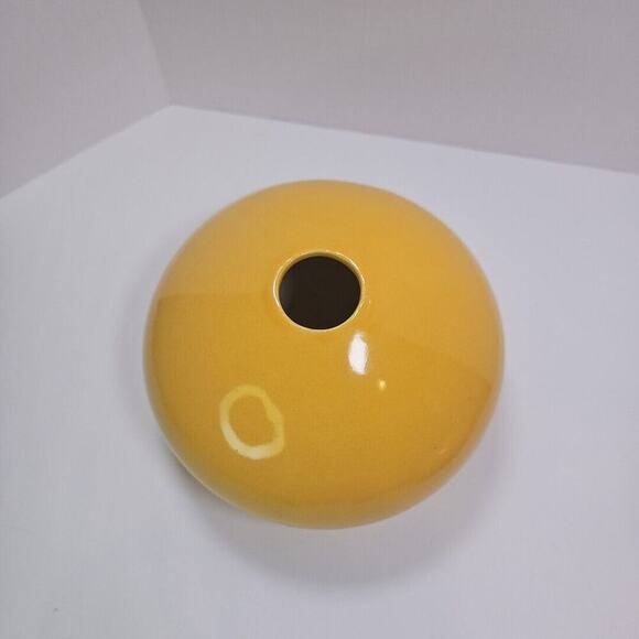 Modern Art Pottery Vases Set of 2 - Low Profile, Goldenrod Yellow, Unique Design - Picture 14 of 16